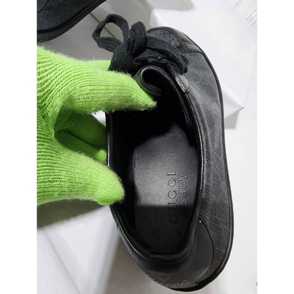 Authentic Gucci Ace Brooklyn Graphite GG Supreme Low Top Sneakers Black/Grey - Picture 7 of 12